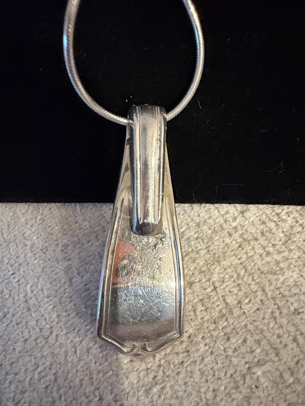 Silver Teardrop Pendant Necklace with Blue Stone Accent - Picture 3 of 5